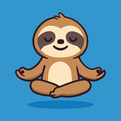  Meditating Cute Sloth Cartoon Icon © Mahmudul