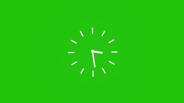 Wall clock green screen animation.clock time passing. clock go fast and speed .time lapse Concept Seamless Loop moving arrows in 12 hour loop clock