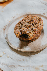 A plate of cookies with one cookie missing