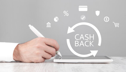 Cash Back concept. Shopping. Online payment. Business. Finance