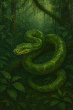 green snake in the tree