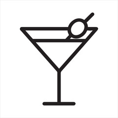 Minimal martini glass outline icon
