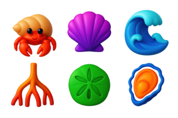 Vibrant Tidal Icons. 3D icon set of eagle traits: sharp talon, wide-spanned wings, perched eagle, focused eyes, hooked beak,