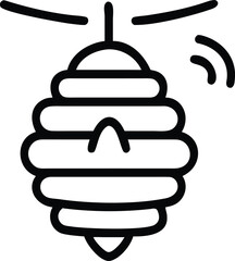 Traditional Beehive Langstroth with Flying Bee Clean Outline Vector Icon