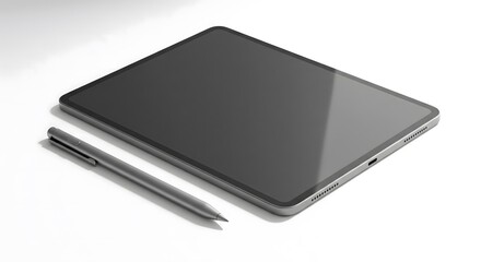 Fototapeta premium Minimal Tablet Computer Mockup with Stylus Pen