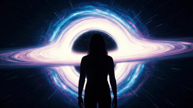 Silhouette and cosmic phenomenon: mystical journey through space and time