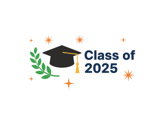 graduating class featuring a graduation cap, an academic cap, and a template for a high‑school or college graduation design, yearbook, and congratulations banner concept