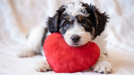 Adorable puppy dog cute pet animal canine love heart valentine's day puppy eyes breed friend happy joy cuddly
