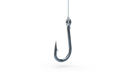 Fish hook hanging, representing fishing, trap, and phishing concept