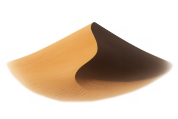 Sand dune featuring a sharp crest and shadows, indicating an arid desert landscape. Transparent background is provided for easy use