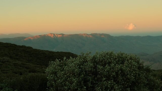 Sunset golden hour at Laguna sawtooth mountains, pacific crest trail, garnet peak in san diego county