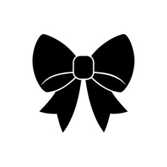 ribbon bow icon black silhouette vector illustration on transparent background