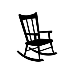 rocking chair icon black silhouette vector illustration on transparent background