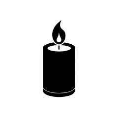 romantic candle icon black silhouette vector illustration on transparent background