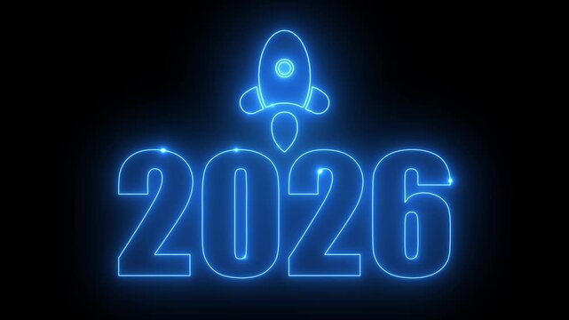 Year changing concept  2026 with a launch rocket, symbolizing innovation, new beginnings, and a hopeful trajectory toward the future, creating an inspiring concept and forward vision.