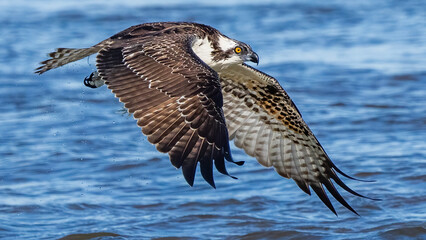Osprey searching for a meal, diving and catching fish