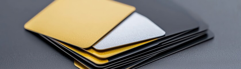 Modern color palette with metallic squares on a sleek background for design inspiration and creative projects