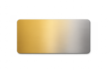 Gold and silver brushed metal plate with rounded corners
