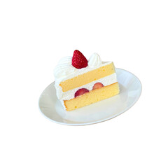 Strawberry Shortcake Slice on White Plate