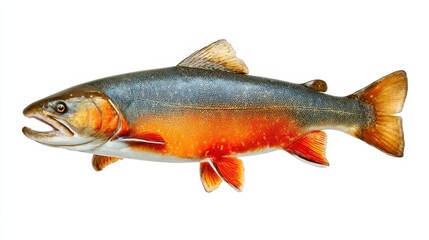 Isolated Arctic Char on Crisp White Background, Showcasing Nature's Scorching Beauty - A Prime Catch for Fishing Enthusiasts