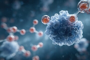 Molecular Dynamics of Acute Myeloid Leukemia: Abstract Blue Chemistry on White Background Featuring Carbon and Hydrogen Elements