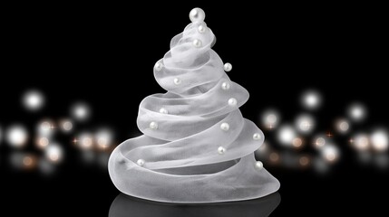 Elegant white Christmas tree decoration with pearl accents for holiday decor