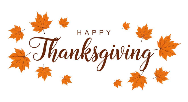 Happy thanksgiving greeting with autumn leaves for seasonal celebrations and festive holiday designs this fall season