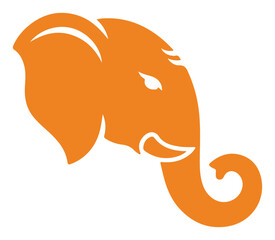 Abstract Orange Elephant Logo – Minimal Jumbo Silhouette Modern Wildlife Symbol Vector Illustration