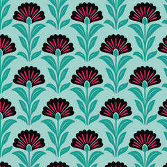 flower pattern seamless, silhouette of hibiscus flowers, hand drawn botanical.
