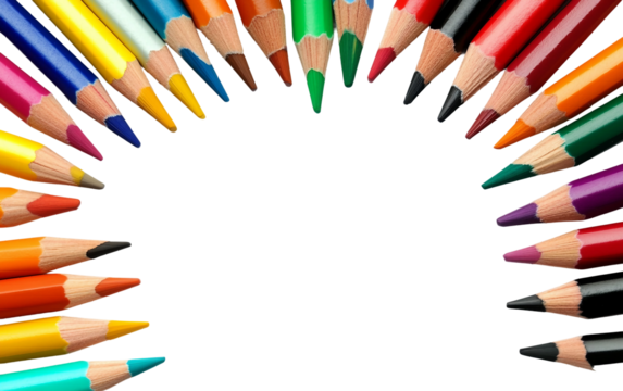 Young kids making colorful drawings with crayons and pencils showing artistic joy and learning fun isolated on transparent background PNG