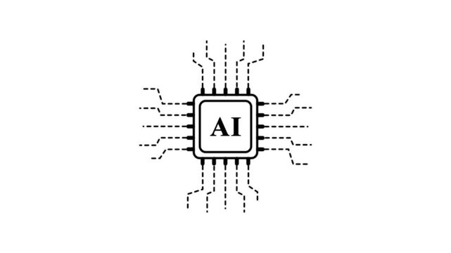 AI Chip Icon on White Background artificial intelligence . technology loading animation with processor icon shape.
