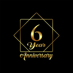 6 year Anniversary wedding wish lettering text vector illustration.