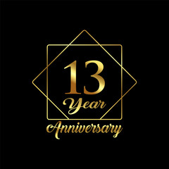 13 Year Anniversary wedding wish lettering text vector illustration.