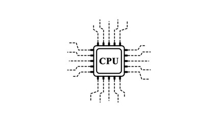 CPU Chip Icon on White Background central processing unit . technology loading animation with processor icon shape. - Powered by Adobe