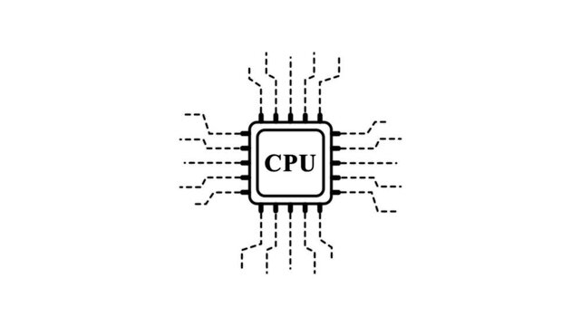 CPU Chip Icon on White Background central processing unit . technology loading animation with processor icon shape.