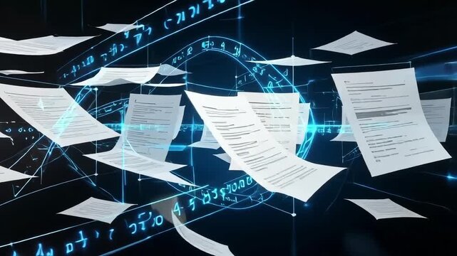 Flying papers documents animation background for business and legal documents background concept