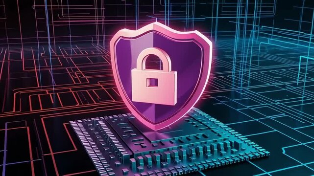 Cybersecurity concept digital security lock shield protection technology safety online secure