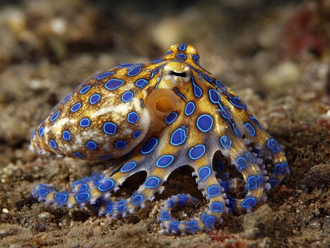 Vibrant Blue Ringed Octopus: A Stunning Cephalopod of Indonesia's Underwater World