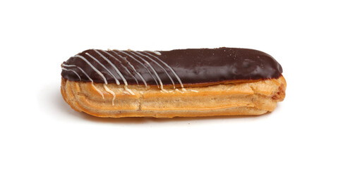 chocolate eclair on a white background