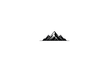 Simple black and white illustration of a mountain range on white background