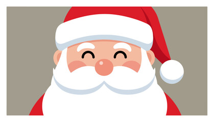 Minimal Santa Claus Head – Cheerful Father Christmas Portrait on Neutral Background Flat Vector Illustration