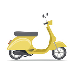 Obraz premium Vibrant Yellow Motor Scooter, Modern Design, Stylish Personal Transport, Illustration