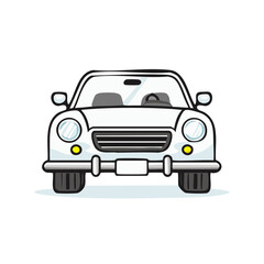 Obraz premium Stylized Front View of a White Vintage Car with Open Top and Simple Cartoon Style Design Perfect for Illustrations