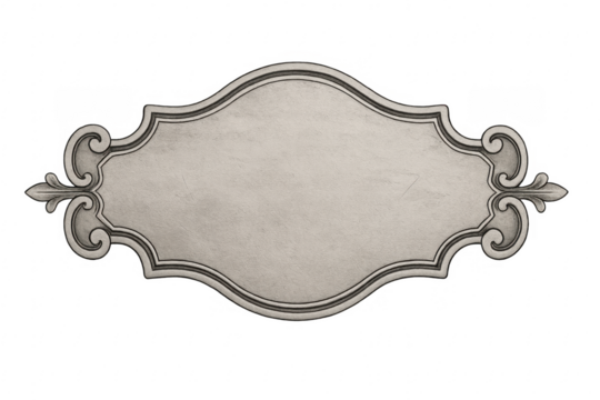 Vintage ornate metal plaque with transparent background