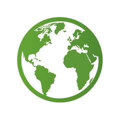 Obraz premium Green Globe Icon Representing World Continents Environment and Sustainability