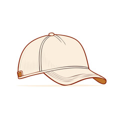 Fototapeta premium Baseball cap illustration in beige and brown vector design