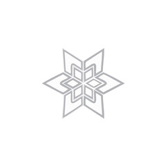 Geometric Snowflake Design Simple Six Pointed Star Ornament Graphic