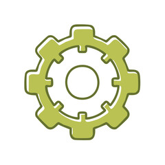 Obraz premium Gear Outline in Olive Green a Graphic Representation of a Cogwheel Mechanical Concept, Tool