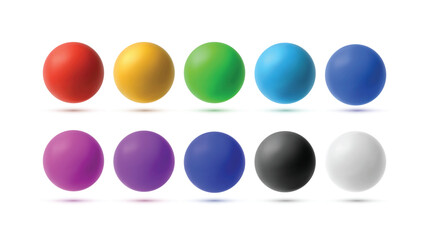 illustration of colorful spheres on white background with soft shadows