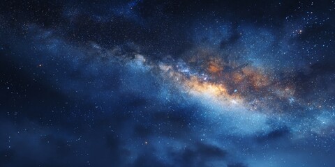 Fototapeta premium Vast Night Sky Filled with Stars and Cosmic Wonders Over an Expansive Dark Blue Background